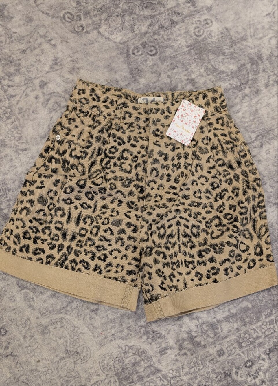 Free People Beige & Black Leopard High-Waist Shorts